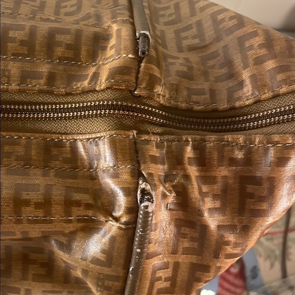 Fendi Zucca 48h Boston Brown Duffel Travel Bag with Monogram Design Unisex As Is - Picture 11 of 13